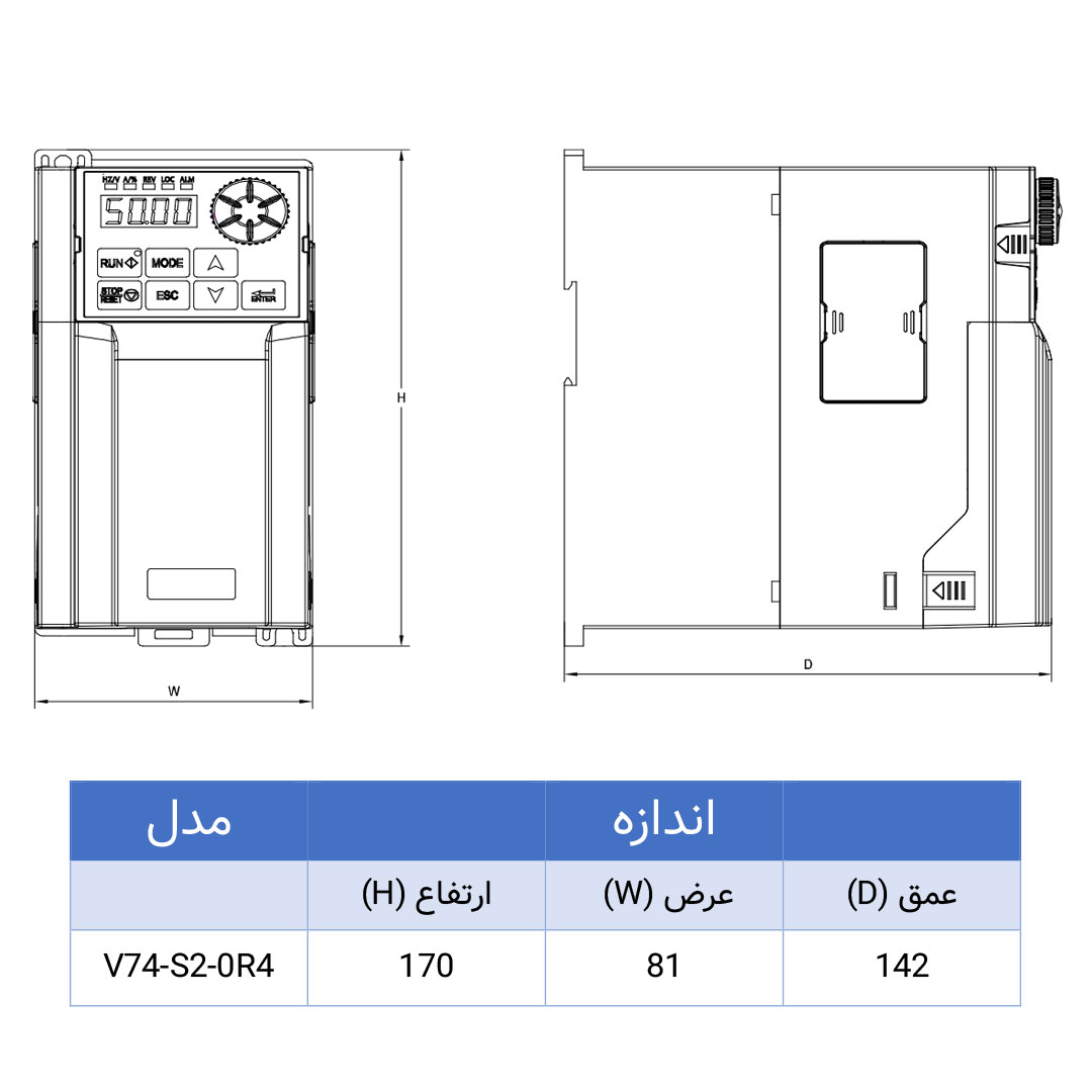 اینورتر (درایو) سافت پاور 0.4KW کاربری سنگین تکفاز به سه فاز 220 – (V74-S2-0R4)