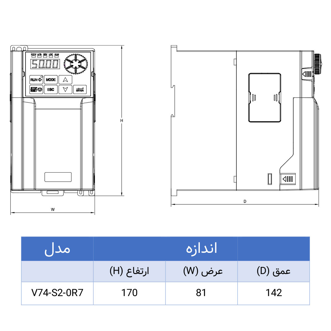 اینورتر(درایو) سافت پاور تکفاز به سه فاز220 -(V74-S2-0R7)-توان0.7KWکاربری عمومی