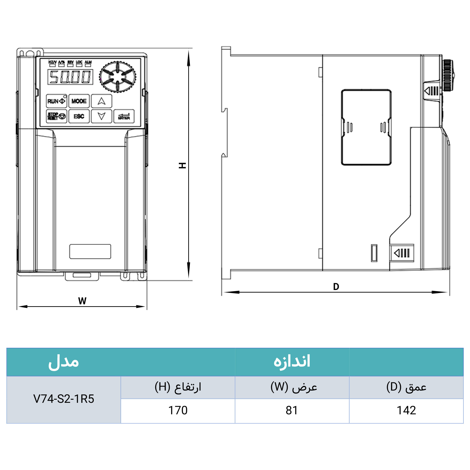 اینورتر(درایو) سافت پاور تکفاز به سه فاز220 -(V74-S2-1R5)-توان1.5KWکاربری عمومی